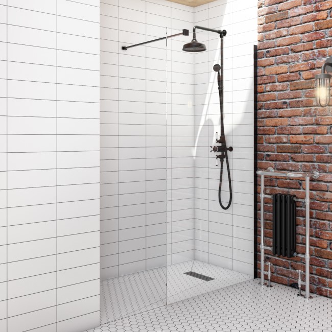 800mm Black Shower Screen for Wetroom & Walk In Shower - Corvus