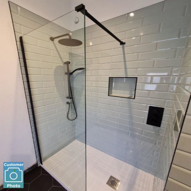 800mm Black Shower Screen for Wetroom & Walk In Shower - Corvus