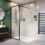 GRADE A1 - 1400mm Black Fluted Glass Wet Room Shower Screen - Volan