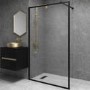 GRADE A1 - 1400mm Black Fluted Glass Wet Room Shower Screen - Volan