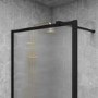 GRADE A1 - 1400mm Black Fluted Glass Wet Room Shower Screen - Volan