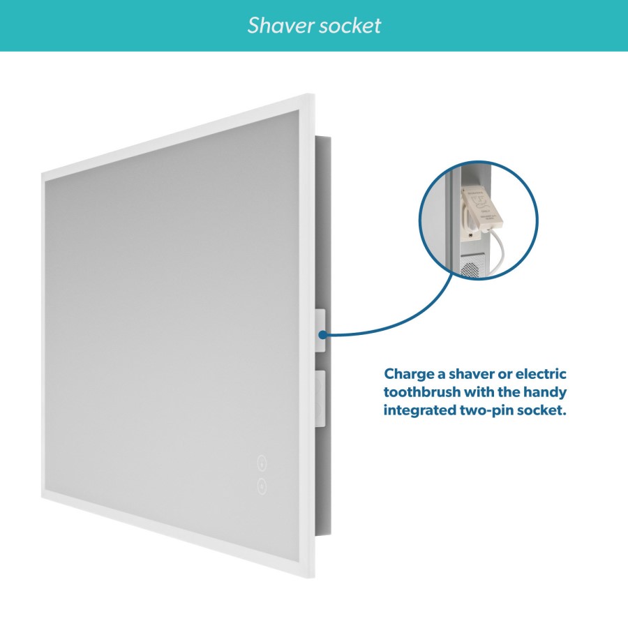 GRADE A1 - Rectangular LED Bathroom Mirror with Bluetooth & Shaver Socket 1000 x 700mm - Divine