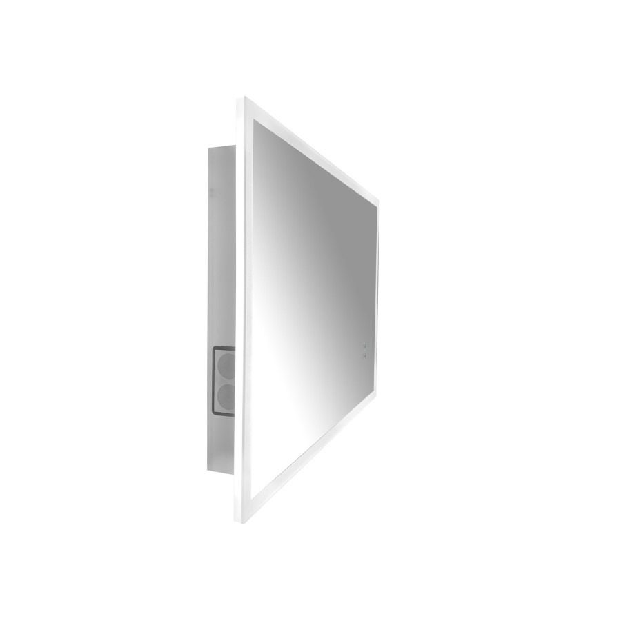 GRADE A1 - Rectangular LED Bathroom Mirror with Bluetooth & Shaver Socket 1000 x 700mm - Divine