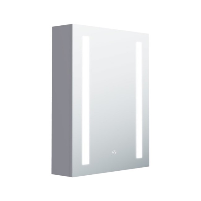 Single Door Chrome Mirrored Bathroom Cabinet with Lights 500 x 700mm - Capricorn