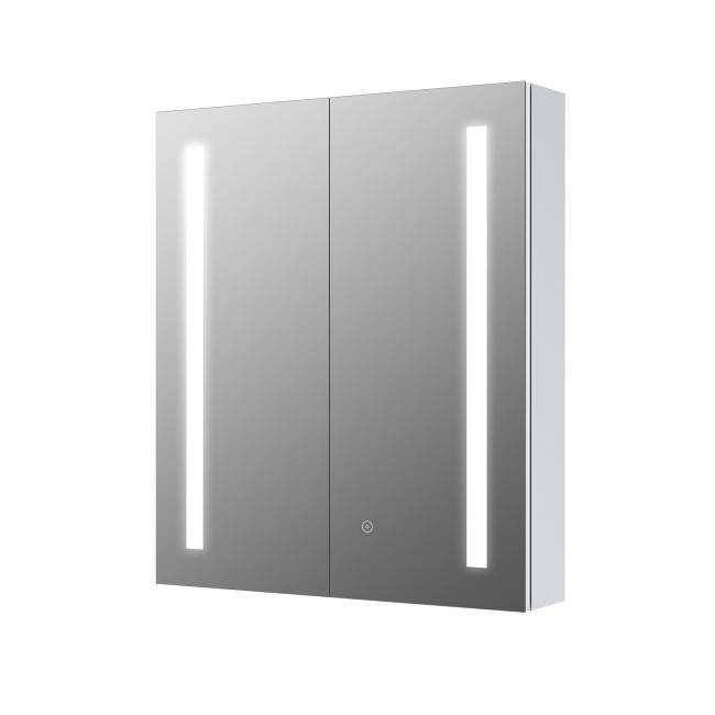 GRADE A1 - Mirrored Double Door Bathroom Wall Cabinet with LEDs 800 x 700mm - Capricorn