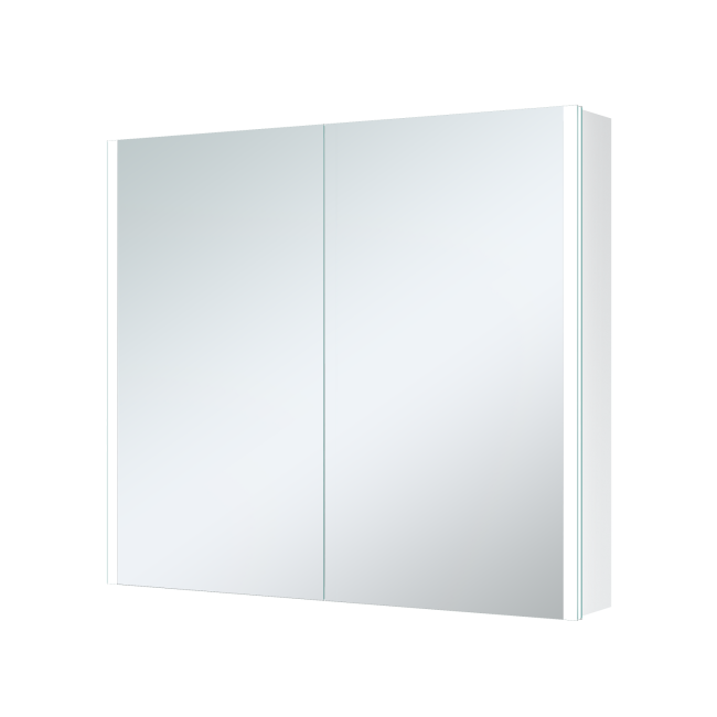 Double Door Chrome Mirrored Bathroom Cabinet with Lights and Shaver Socket 600 x 700mm - Mizar