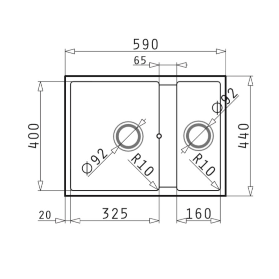 Refurbished Madison Snow 1.5B Undermount Granite Composite Kitchen Sink 590 x 440