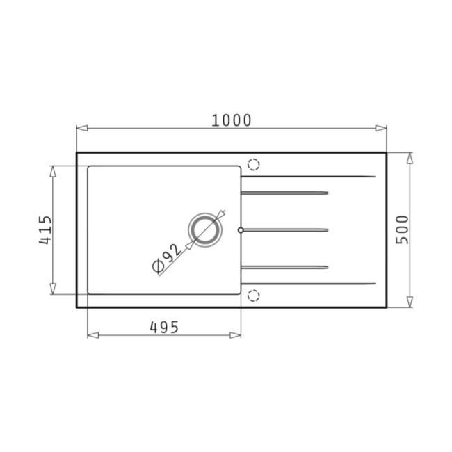 GRADE A2 - Single Bowl Grey Composite Granite Kitchen Sink with Reversible Drainer - Enza Madison