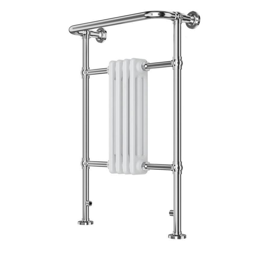 GRADE A1 - Chrome and White Traditional Heated Towel Rail Radiator 952 x 479mm - Regent