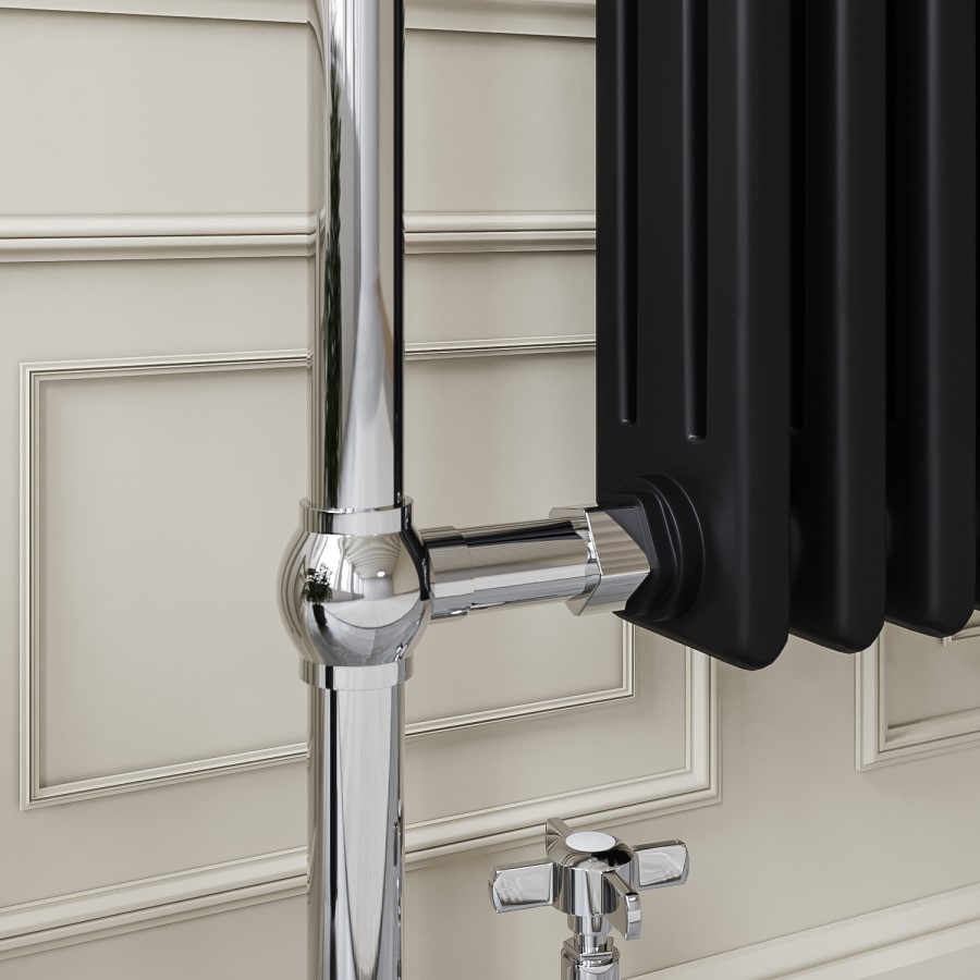 GRADE A1 - Regent Chrome and Black Heated Towel Rail - 952 x 479mm