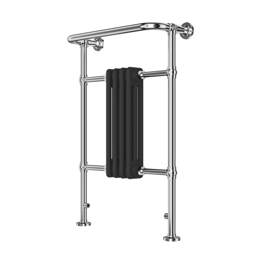 GRADE A1 - Regent Chrome and Black Heated Towel Rail - 952 x 479mm