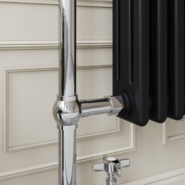 GRADE A1 - Regent Chrome and Black Heated Towel Rail - 952 x 659mm