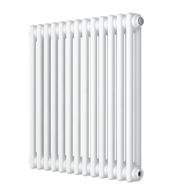 White Horizontal 2 Column Traditional Radiator 600 x 605mm - Nambi