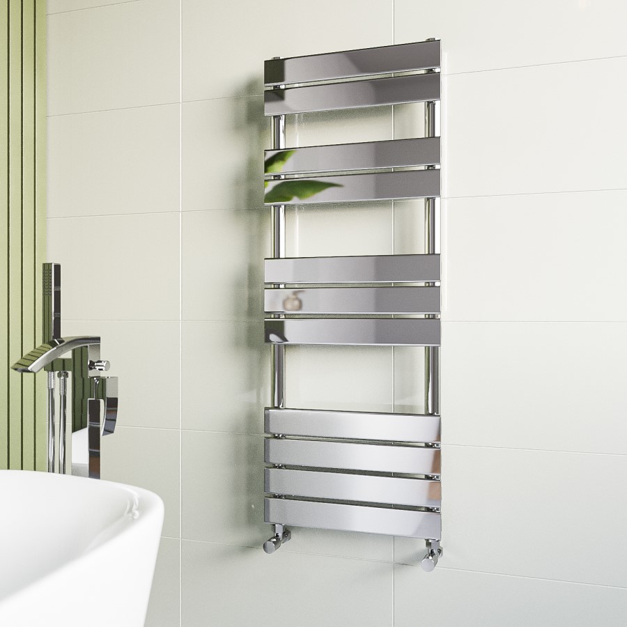 GRADE A1 - Chrome Heated Towel Rail Radiator 1200 x 450mm - Tundra