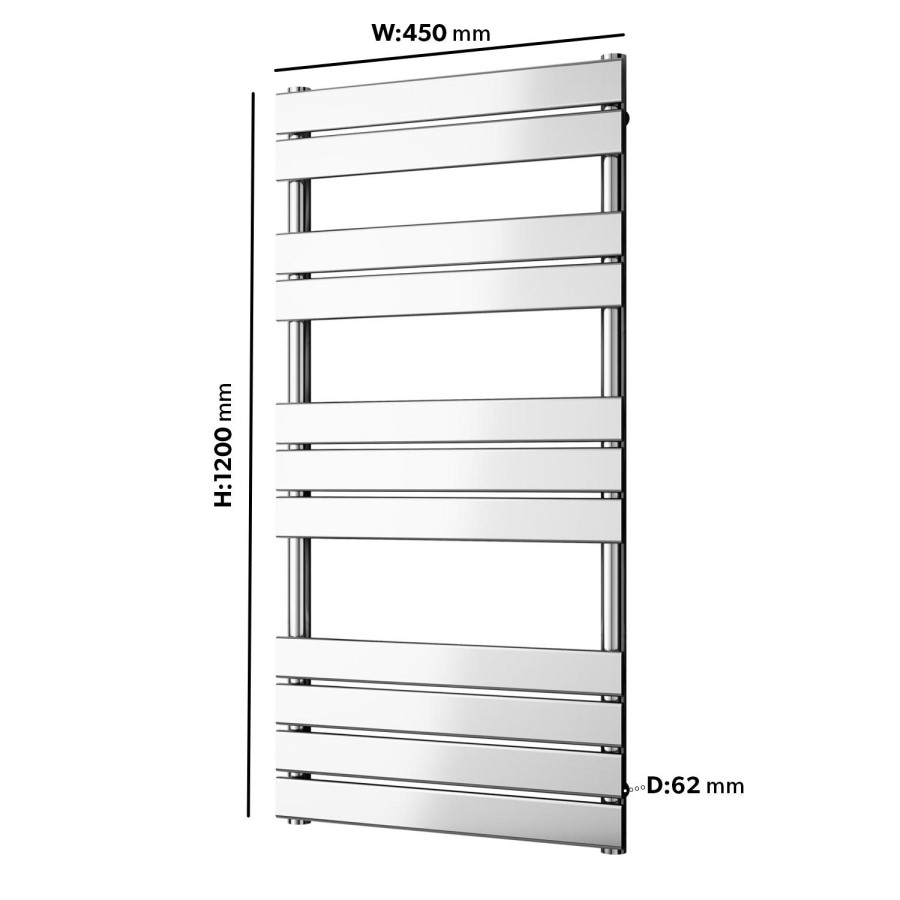 GRADE A1 - Chrome Heated Towel Rail Radiator 1200 x 450mm - Tundra