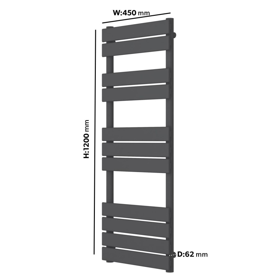 Anthracite Towel Radiator 1200 x 450mm - Tundra