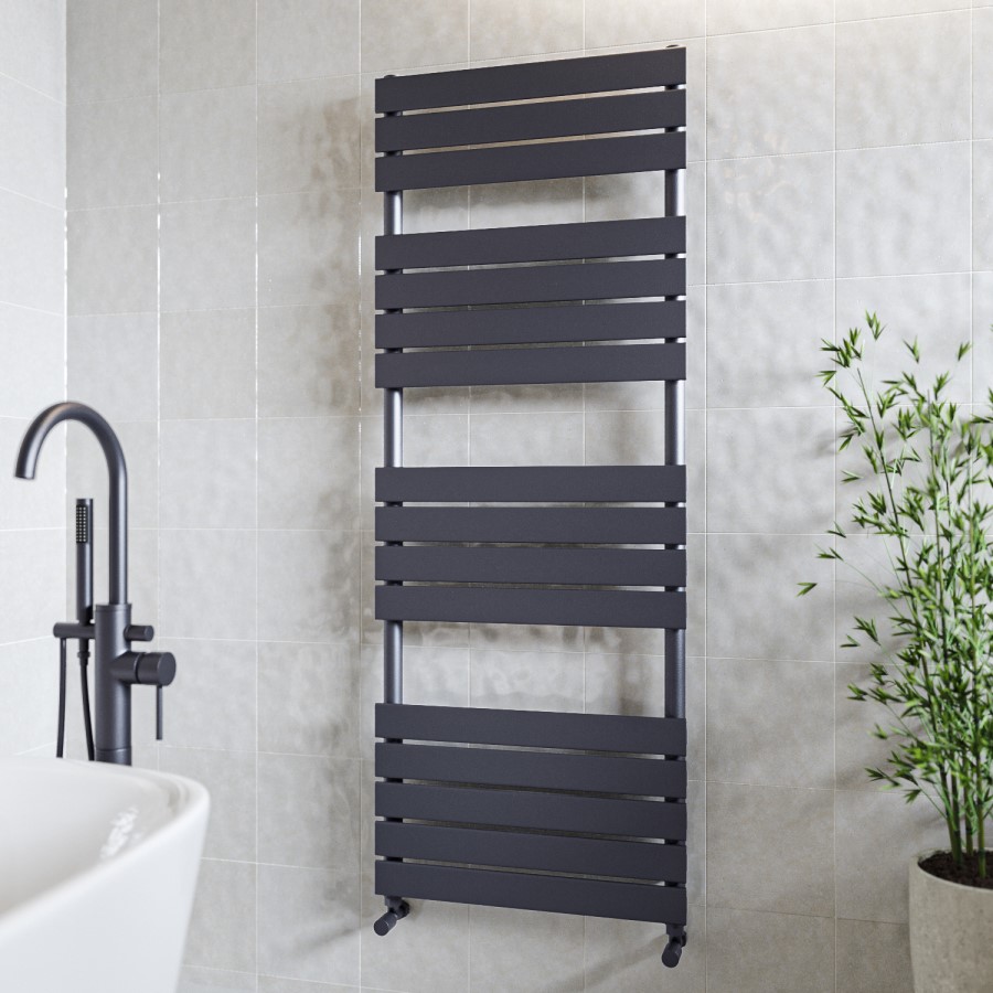 GRADE A1 - Tundra Anthracite Heated Towel Rail - 1600 x 600mm