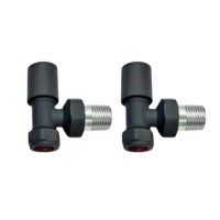 Anthracite Round Angled Radiator Valves - For Pipework Which Comes From The Wall