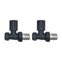 GRADE A1 - Anthracite Round Straight Radiator Valves