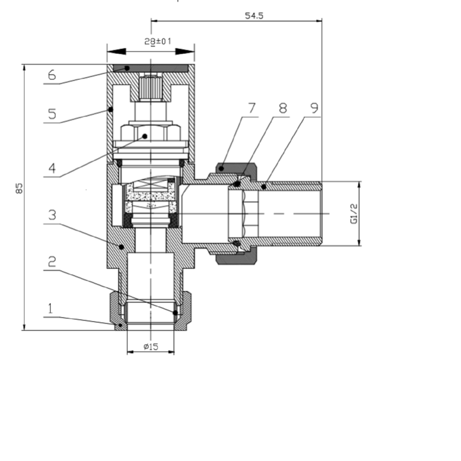 GRADE A2 - Chrome Square Angled Radiator Valves - For Pipework Which Comes From The Wall