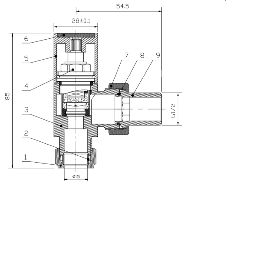 Matt Black Square Angled Radiator Valves - For Pipework Which Comes From The Wall