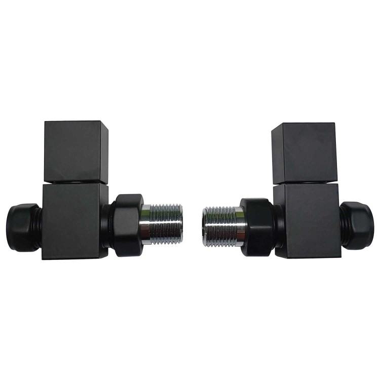 GRADE A1 - Matt Black Square Straight Radiator Valves