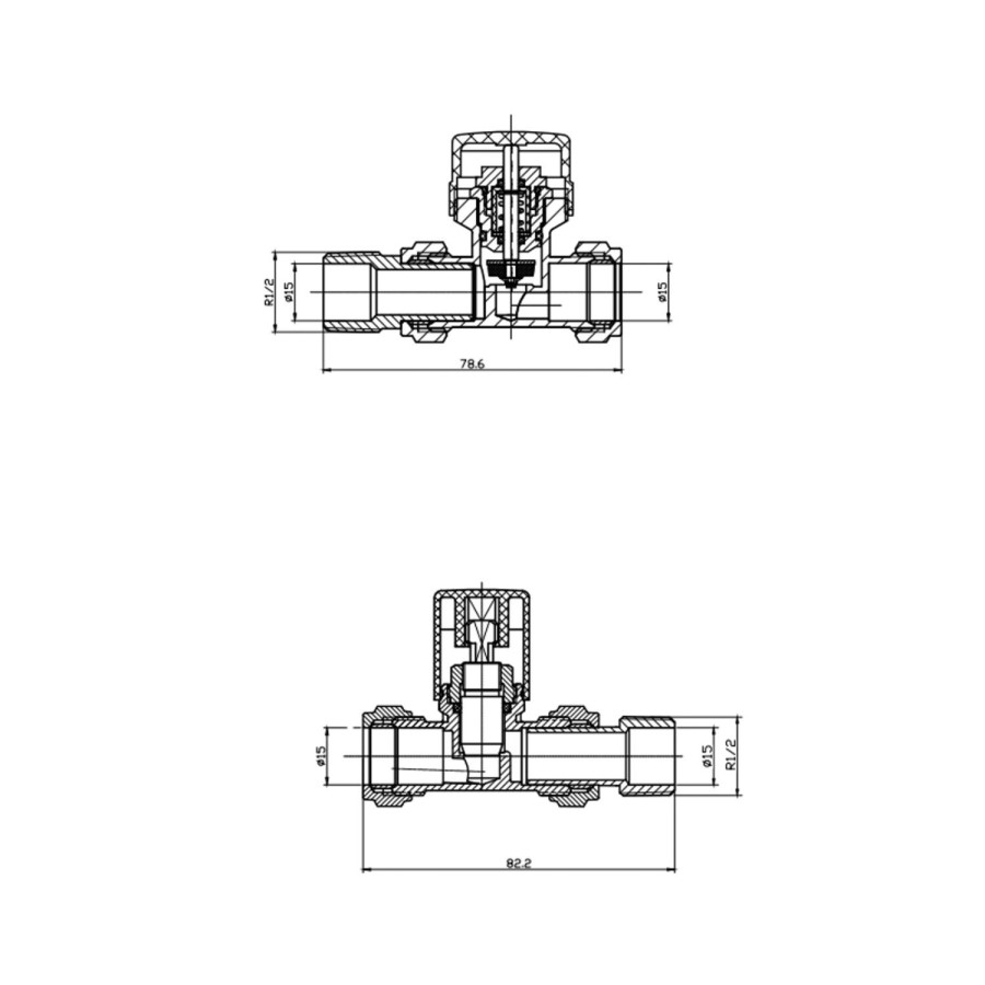 Matt Black Thermostatic Straight Radiator Valves