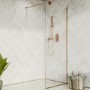 800mm Wet Room Shower Screen Bronze Frameless with Wall Support Bar - Live Your Colour