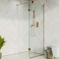 700mm Bronze Shower Screen for Wetroom & Walk In Shower with 350mm Hinged Flipper Panel - Live Your Colour