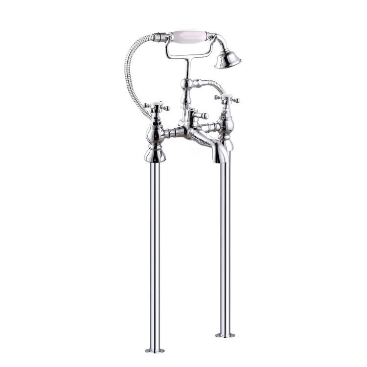 Chrome Freestanding Traditional Bath Shower Mixer Tap - Oxford