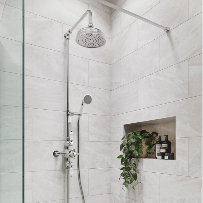 GRADE A1 - Traditional Exposed Thermostatic Shower Set Chrome - Camden