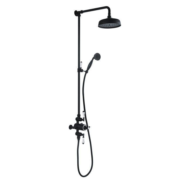 GRADE A1 - Traditional Exposed Thermostatic Shower Set Matt Black - Camden