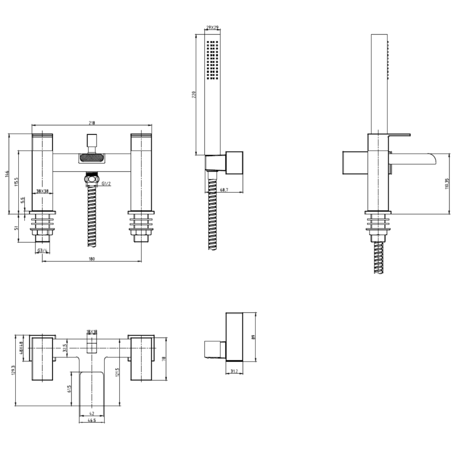 Quadra Bath Shower Mixer Tap