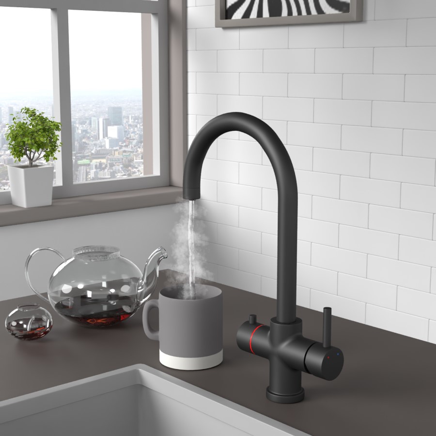 GRADE A1 - Black 3 in 1 Boiling water Tap - Pronto Vesta