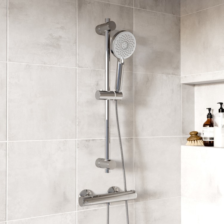 Chrome 1 Outlet Exposed Thermostatic Shower Valve with Cool Touch  - Flow