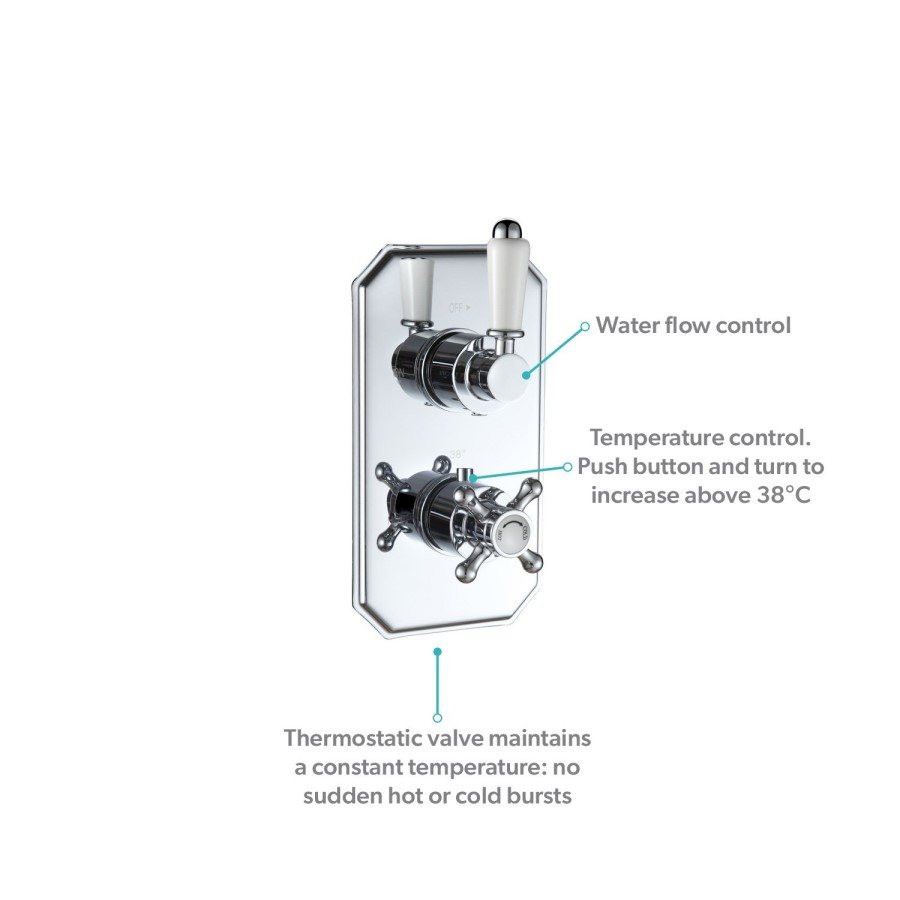 GRADE A1 - Cambridge traditional twin shower valve - 1 outlet