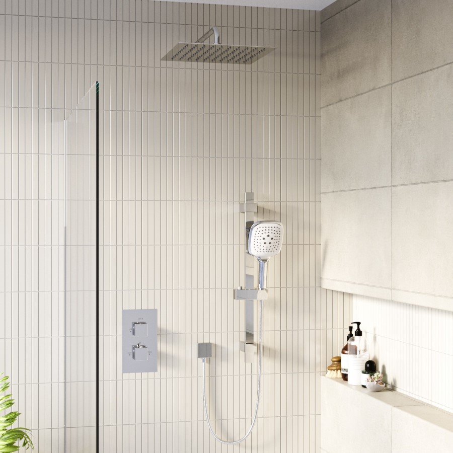 GRADE A2 - Cube square twin shower valve with diverter - 2 outlets