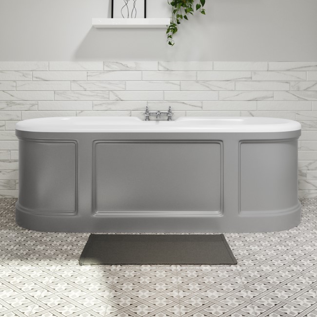 Grey Freestanding Double Ended Roll Top Bath 1700 x 750mm - Baxenden