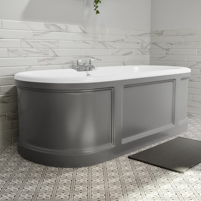 Grey Freestanding Double Ended Roll Top Bath 1700 x 750mm - Baxenden