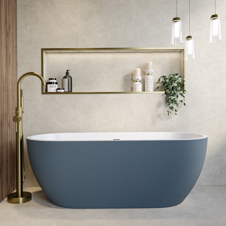 Blue Freestanding Double Ended Bath 1645 x 745mm - Lisbon