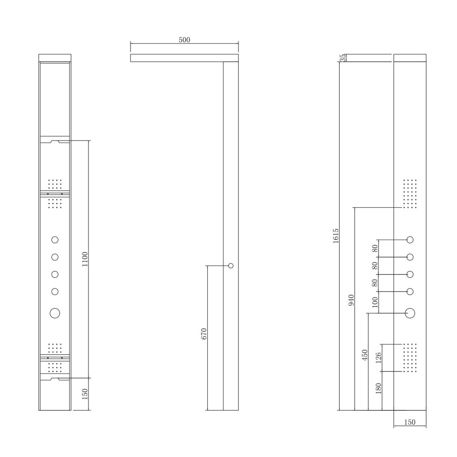 Black Thermostatic Tower Shower with Pencil Hand Shower - Provo