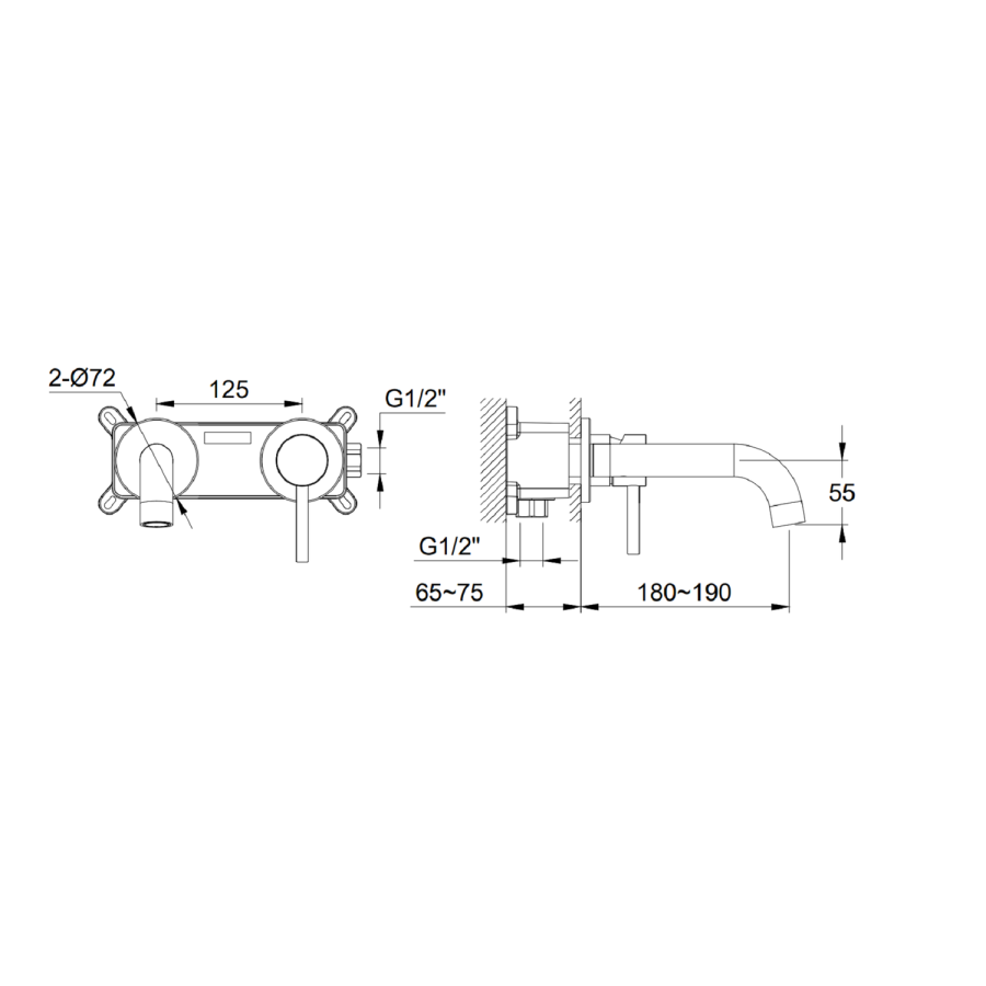 Wall Mounted Chrome Basin Mixer Tap - Arissa