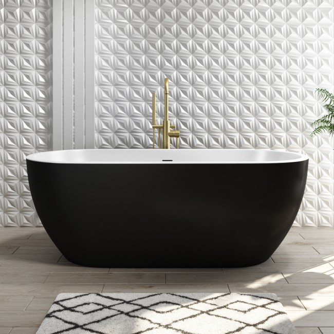 Black Freestanding Double Ended Bath 1650 x 750mm - Lisbon