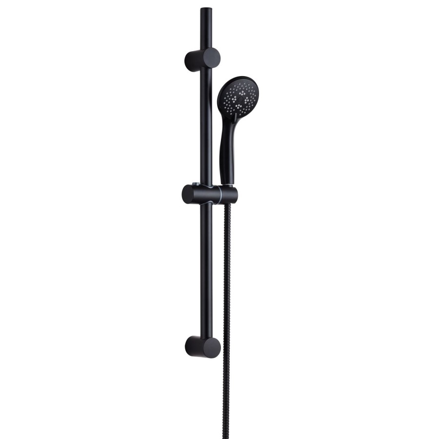 GRADE A2 - Black Round Adjustable Height Slide Rail Kit with Hand Shower - Arissa