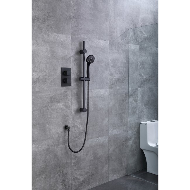 Black Round Adjustable Height Slide Rail Kit with Hand Shower - Arissa