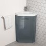 400mm Grey Cloakroom Corner Vanity Unit & Basin - Apollo