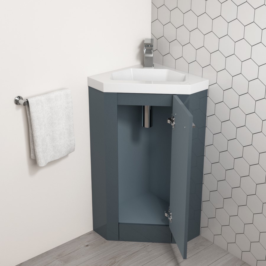 400mm Grey Cloakroom Corner Vanity Unit & Basin - Apollo