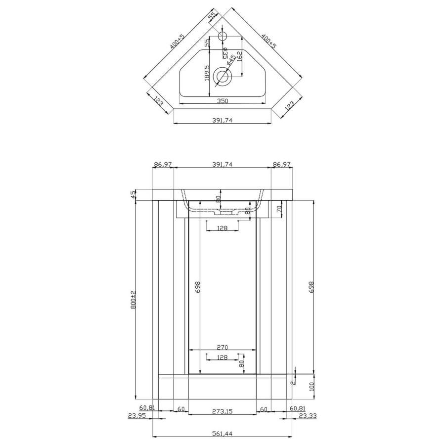 400mm Grey Cloakroom Corner Vanity Unit & Basin - Apollo