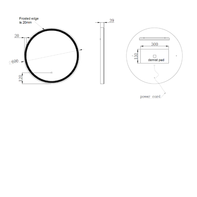 GRADE A1 - Round Brass LED Bathroom Mirror with Demister 600mm -Antares 