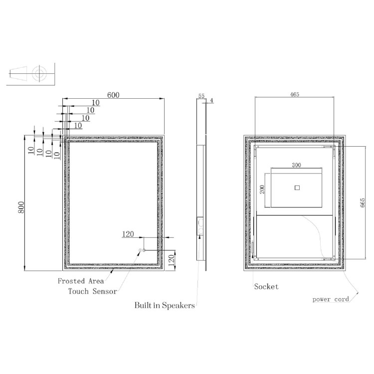 Rectangular Heated Bathroom Mirror with Lights & Wireless Speaker 600x800mm -Antila